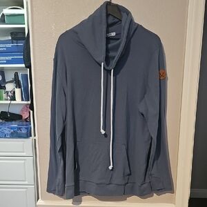 Michelle Mae 1XL Light Blue with Pink Undertones Cowl Neck Sweatshirt